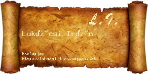 Lukácsi Irén névjegykártya